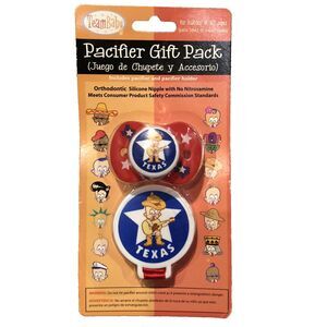 Team Baby Texas Star Pacifier Gift Pack Orthodontic Silicone Nipple & Holder